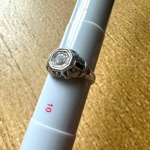 Antique 1920’s White 14kt Gold Old Mine Cut Diamond 9.5